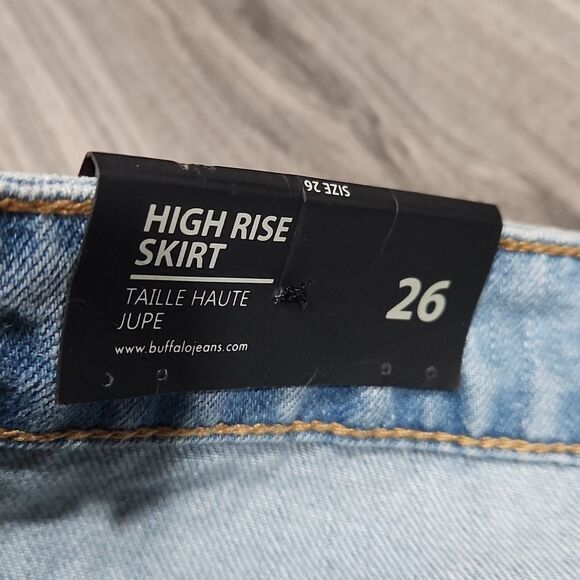 NWT High Rise Jupe Buffalo Ivy Star Denim Raw Hem Skirt - Picture 8 of 11